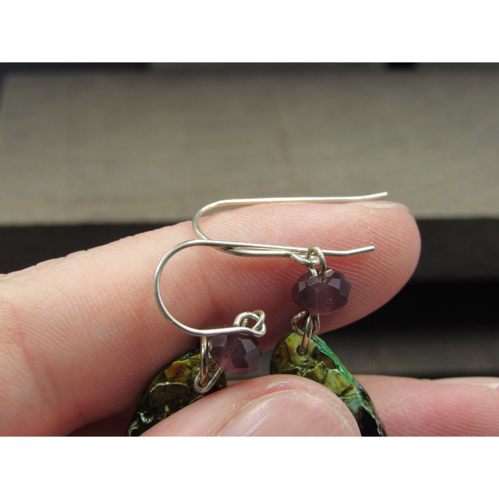 Sterling Silver Odd Shape Multicolored Painted Ha… - image 3